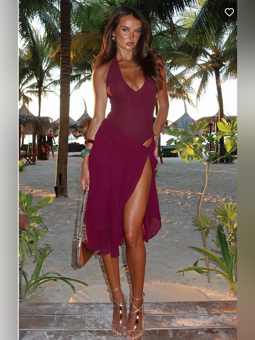 White Fox Boutique Plum Halter One-Piece Swim Dress
